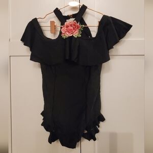 MIA JOY one piece swimsuit girls 8 plus matching shoes